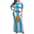 Custom Argentina Football Family Matching Off Shoulder Maxi Dress and Hawaiian Shirt