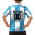 Custom Argentina Football Family Matching Off Shoulder Short Dress and Hawaiian Shirt
