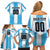 Custom Argentina Football Family Matching Off Shoulder Short Dress and Hawaiian Shirt