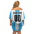 Custom Argentina Football Family Matching Off Shoulder Short Dress and Hawaiian Shirt