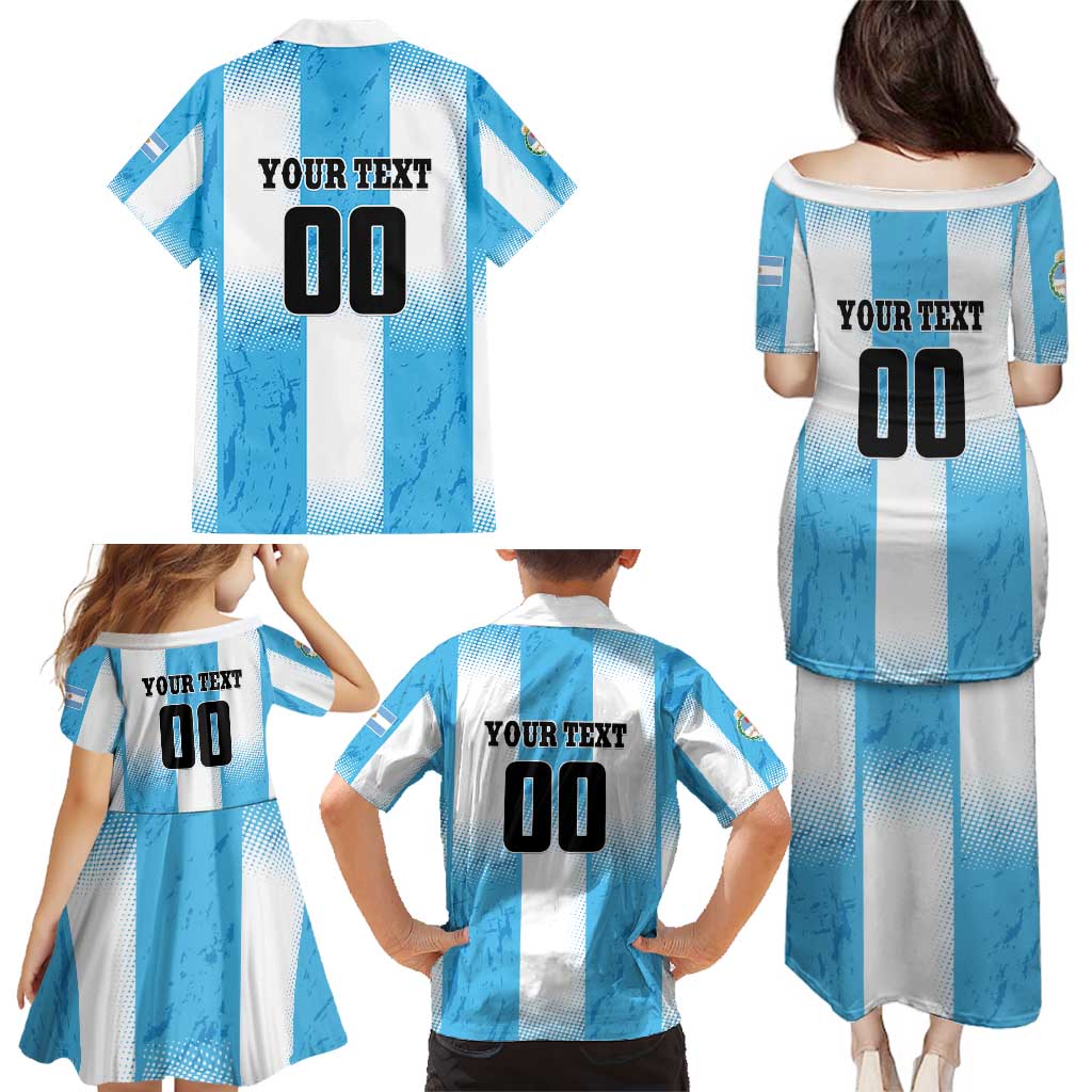 Custom Argentina Football Family Matching Puletasi and Hawaiian Shirt