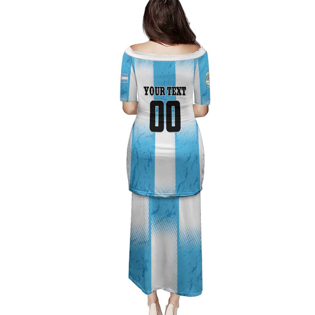 Custom Argentina Football Family Matching Puletasi and Hawaiian Shirt