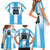 Custom Argentina Football Family Matching Short Sleeve Bodycon Dress and Hawaiian Shirt