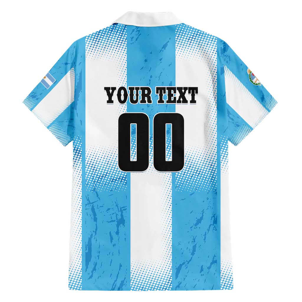 Custom Argentina Football Family Matching Short Sleeve Bodycon Dress and Hawaiian Shirt