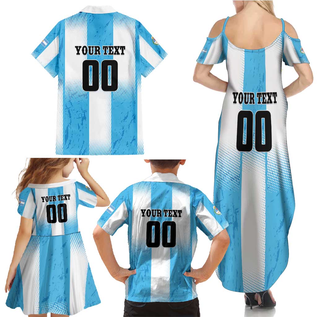 Custom Argentina Football Family Matching Summer Maxi Dress and Hawaiian Shirt