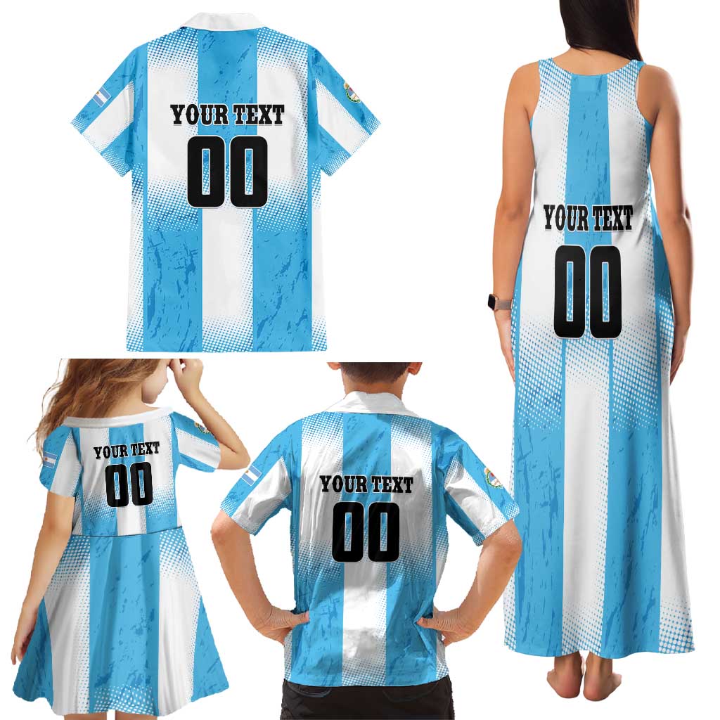 Custom Argentina Football Family Matching Tank Maxi Dress and Hawaiian Shirt