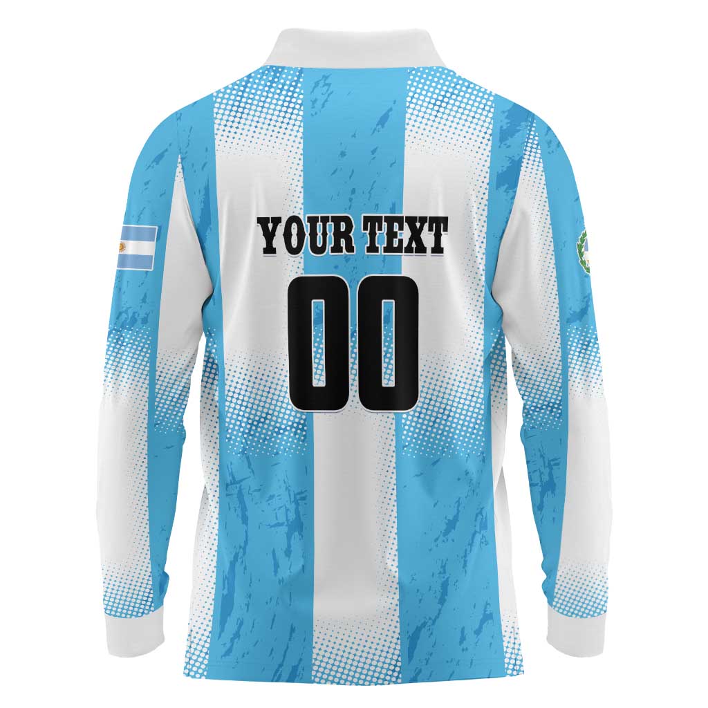 Custom Argentina Football Long Sleeve Polo Shirt
