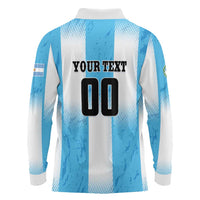 Custom Argentina Football Long Sleeve Polo Shirt