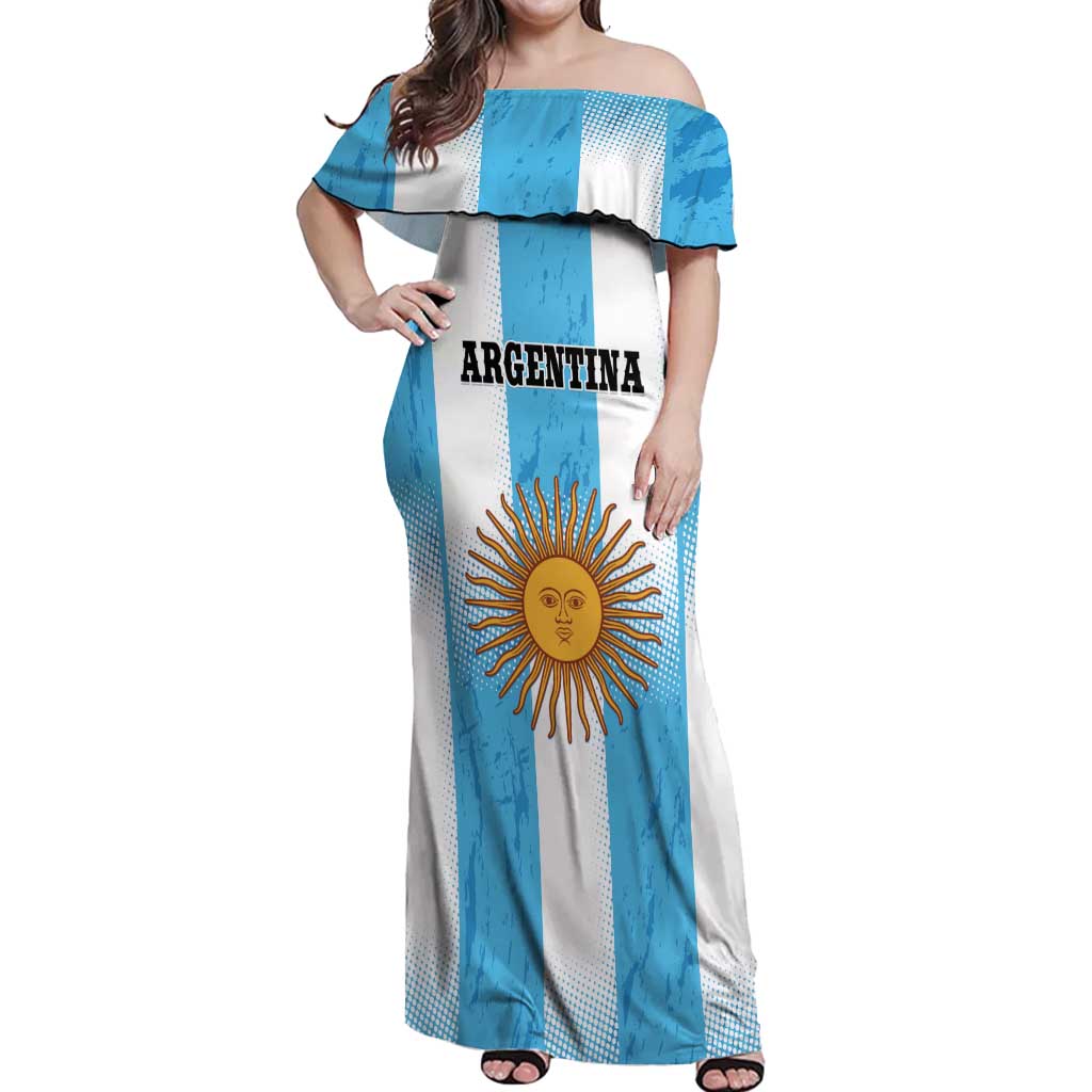 Custom Argentina Football Off Shoulder Maxi Dress