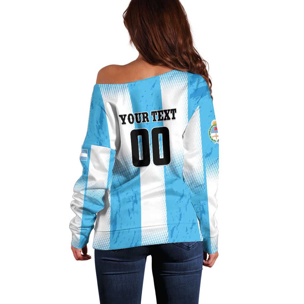Custom Argentina Football Off Shoulder Sweater