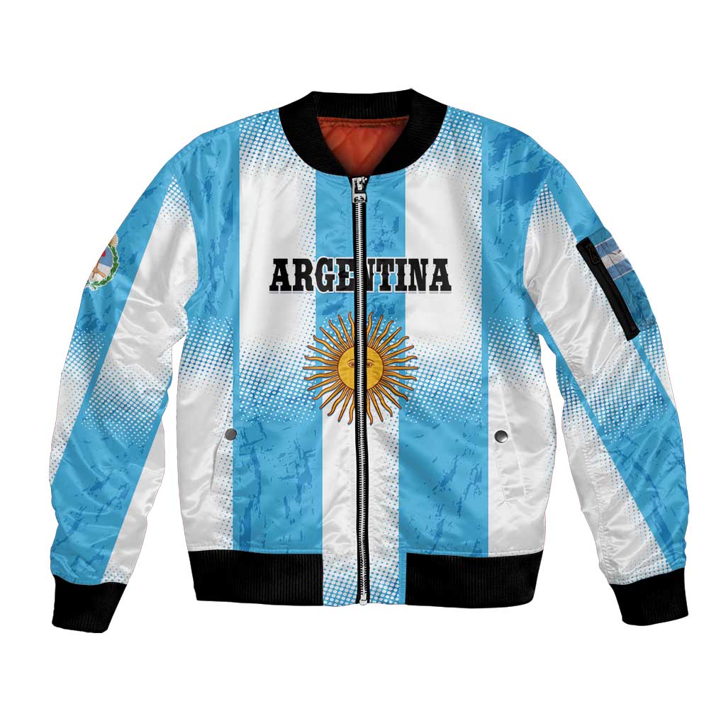 Custom Argentina Football Sleeve Zip Bomber Jacket