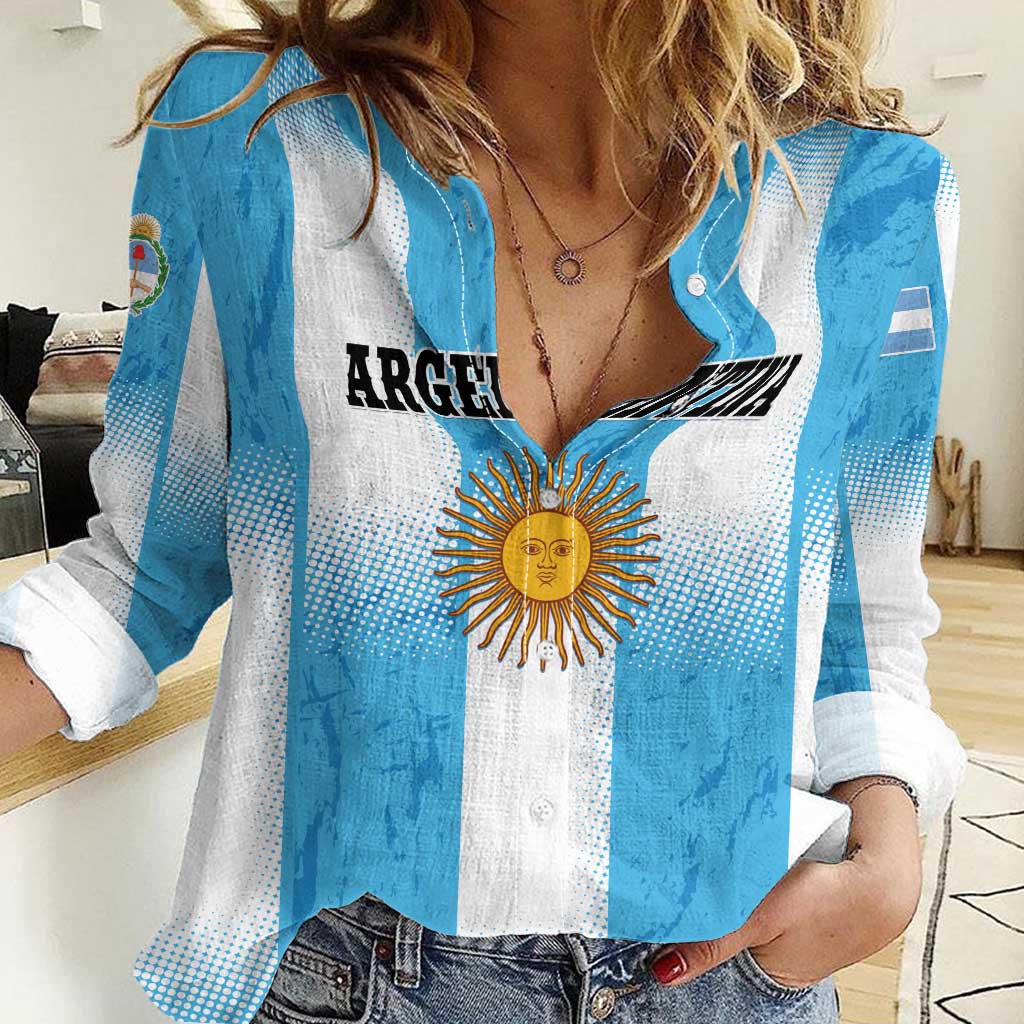 Custom Argentina Football Women Casual Shirt