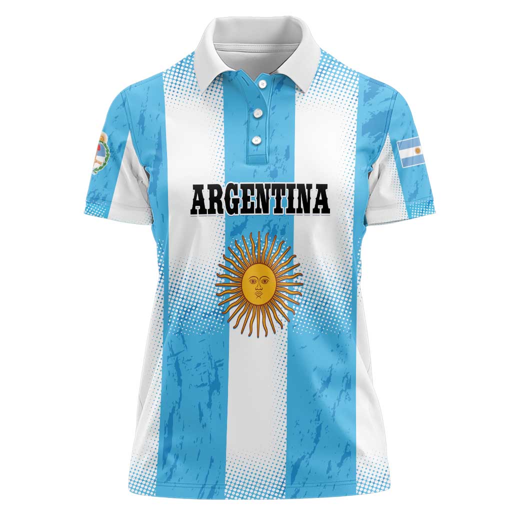 Custom Argentina Football Women Polo Shirt