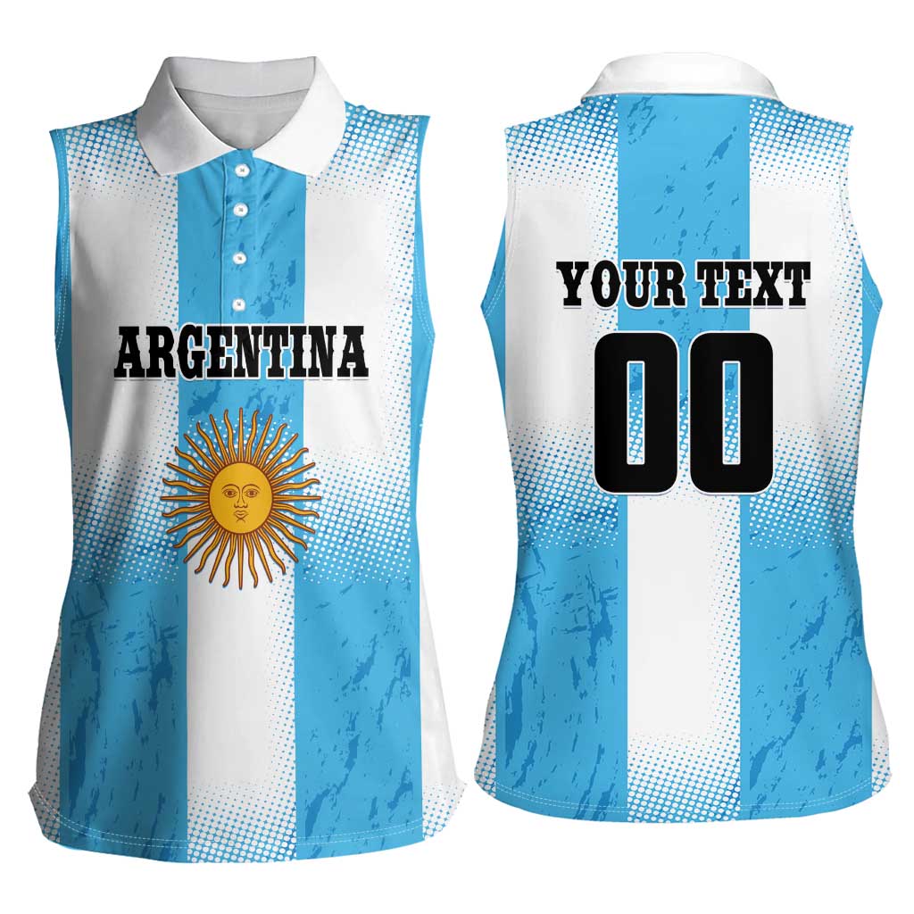 Custom Argentina Football Women Sleeveless Polo Shirt