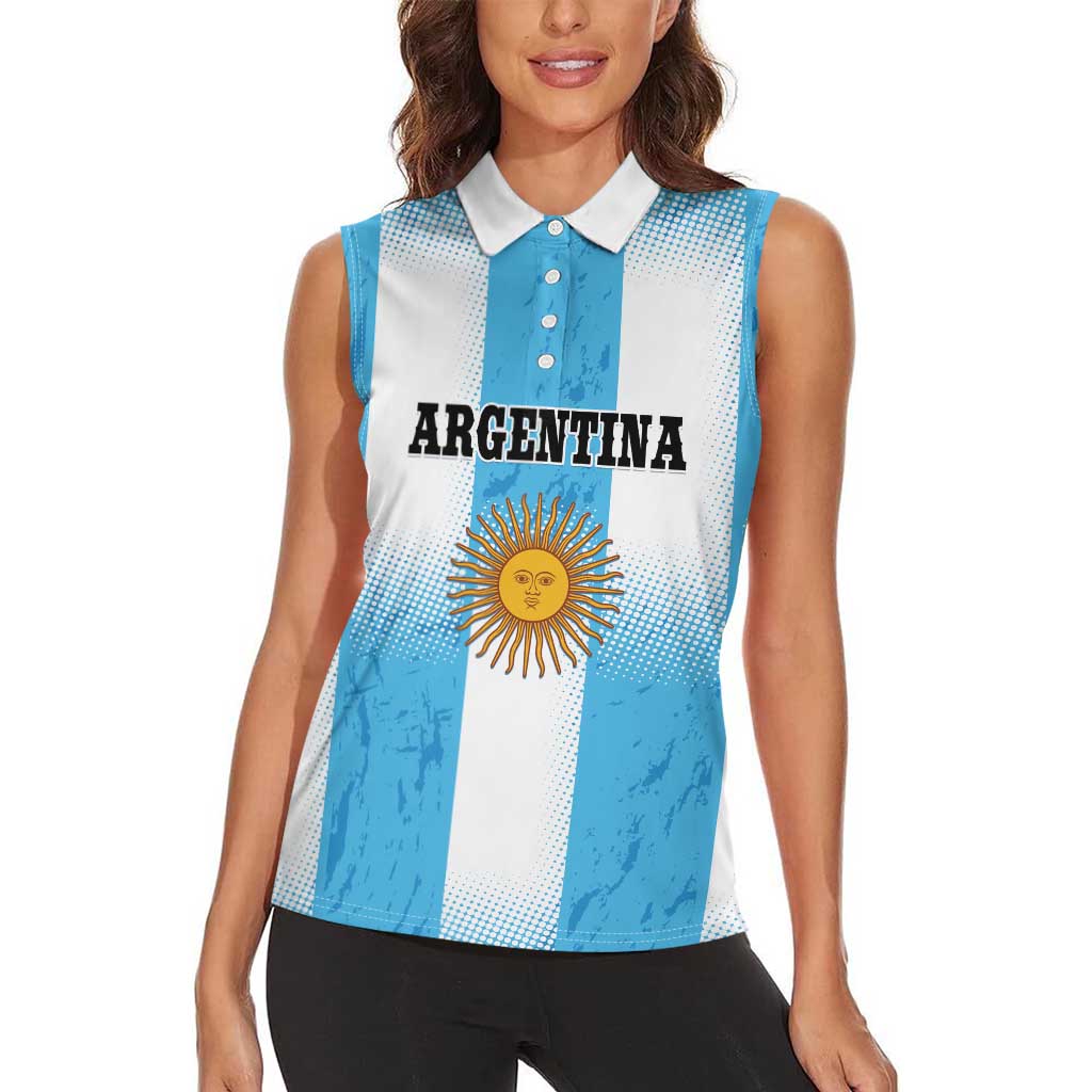 Custom Argentina Football Women Sleeveless Polo Shirt
