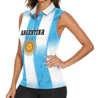 Custom Argentina Football Women Sleeveless Polo Shirt