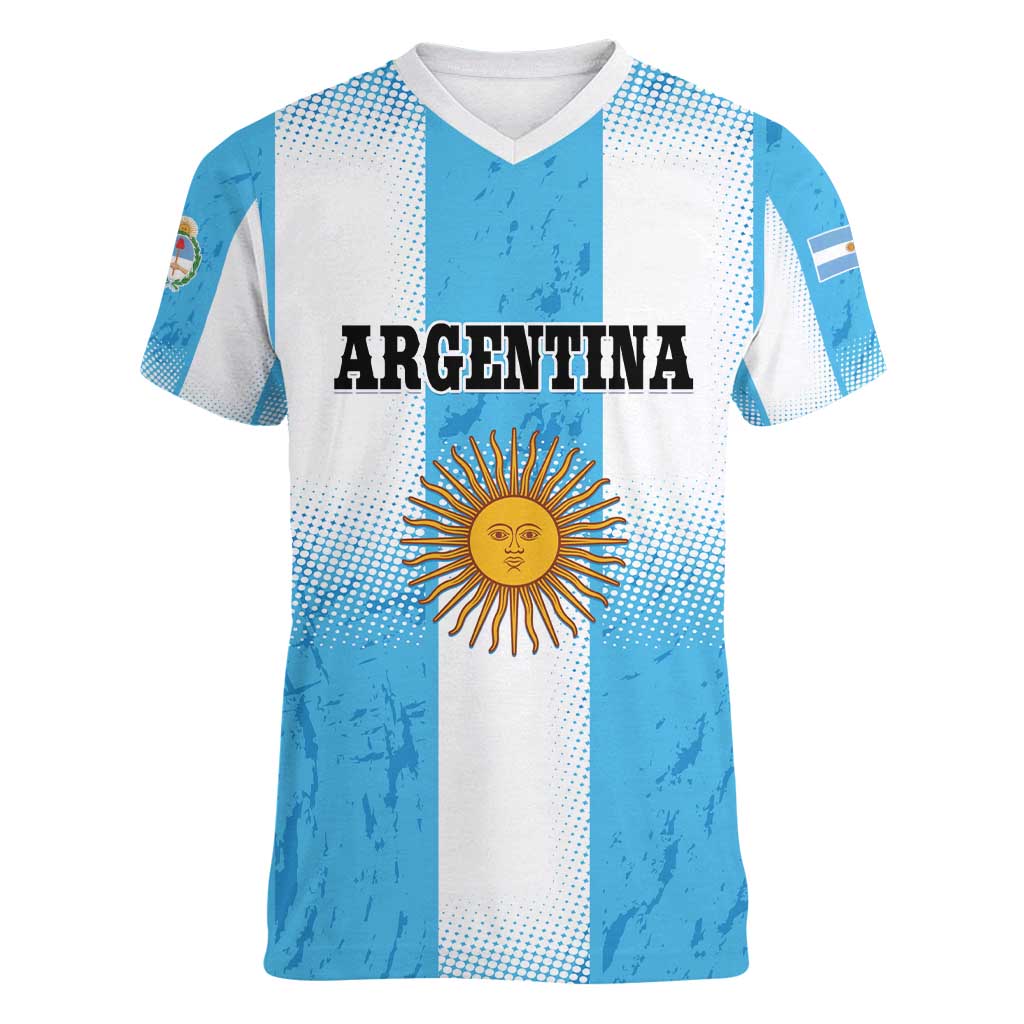Custom Argentina Football Women V-Neck T-Shirt