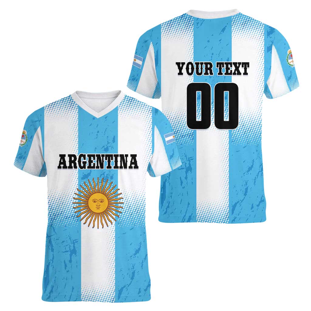 Custom Argentina Football Women V-Neck T-Shirt