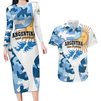 Argentina Malvinas Day Couples Matching Long Sleeve Bodycon Dress and Hawaiian Shirt Las Malvinas Son Argentinas