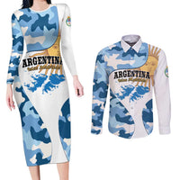 Argentina Malvinas Day Couples Matching Long Sleeve Bodycon Dress and Long Sleeve Button Shirt Las Malvinas Son Argentinas