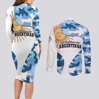 Argentina Malvinas Day Couples Matching Long Sleeve Bodycon Dress and Long Sleeve Button Shirt Las Malvinas Son Argentinas