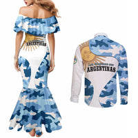 Argentina Malvinas Day Couples Matching Mermaid Dress and Long Sleeve Button Shirt Las Malvinas Son Argentinas