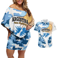 Argentina Malvinas Day Couples Matching Off Shoulder Short Dress and Hawaiian Shirt Las Malvinas Son Argentinas