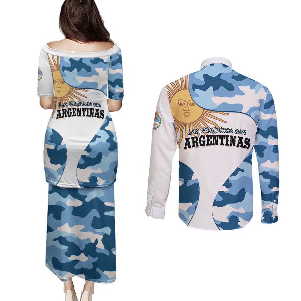 Argentina Malvinas Day Couples Matching Puletasi and Long Sleeve Button Shirt Las Malvinas Son Argentinas