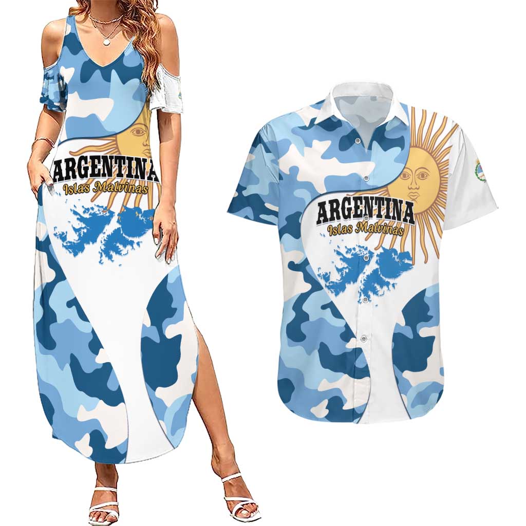 Argentina Malvinas Day Couples Matching Summer Maxi Dress and Hawaiian Shirt Las Malvinas Son Argentinas