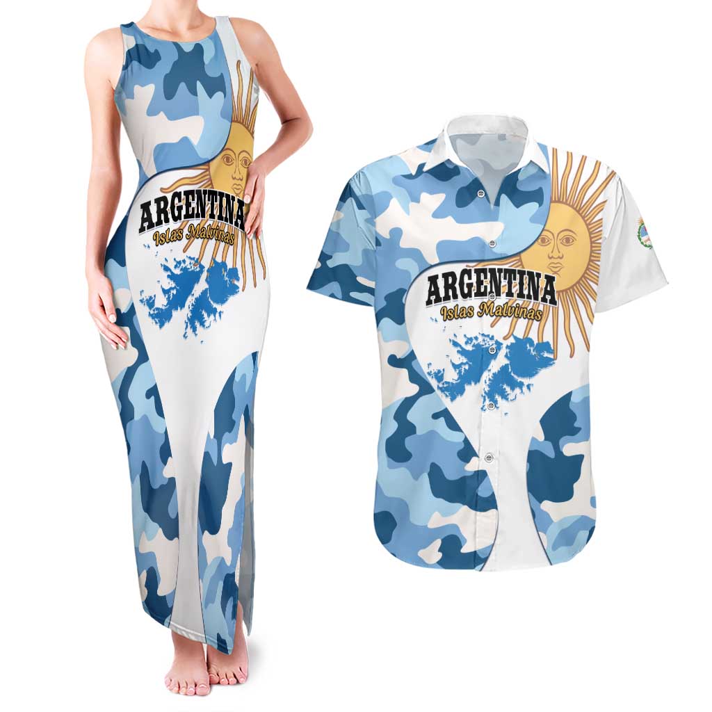 Argentina Malvinas Day Couples Matching Tank Maxi Dress and Hawaiian Shirt Las Malvinas Son Argentinas