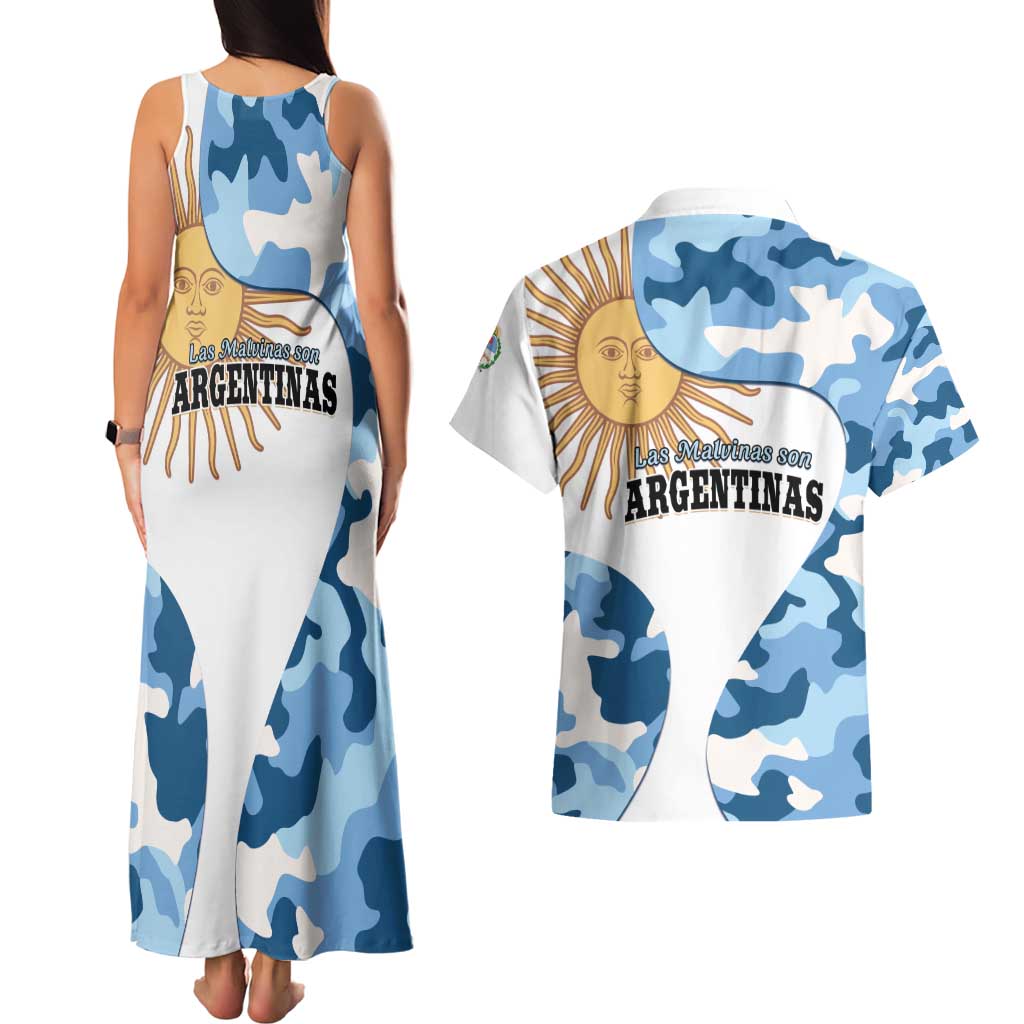 Argentina Malvinas Day Couples Matching Tank Maxi Dress and Hawaiian Shirt Las Malvinas Son Argentinas