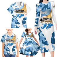 Argentina Malvinas Day Family Matching Long Sleeve Bodycon Dress and Hawaiian Shirt Las Malvinas Son Argentinas