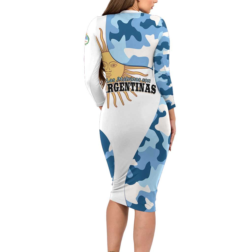 Argentina Malvinas Day Family Matching Long Sleeve Bodycon Dress and Hawaiian Shirt Las Malvinas Son Argentinas