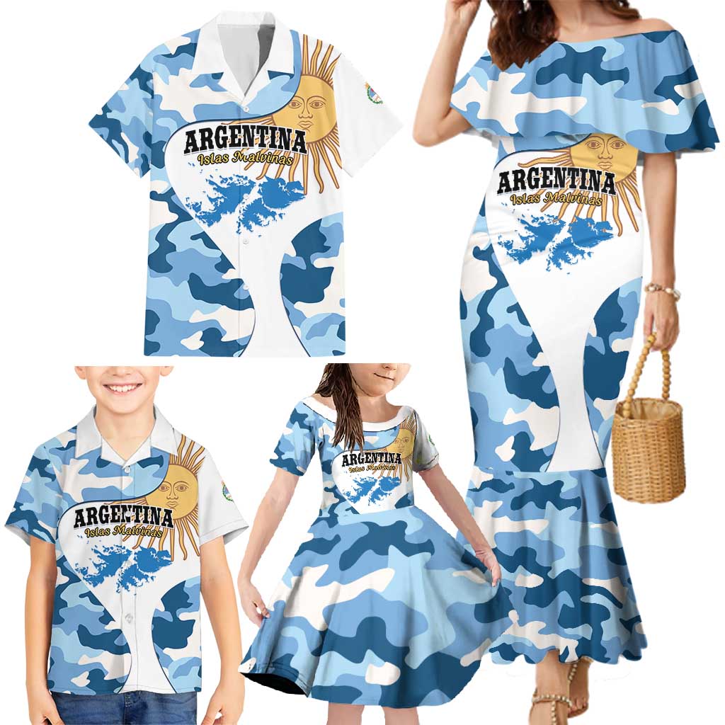 Argentina Malvinas Day Family Matching Mermaid Dress and Hawaiian Shirt Las Malvinas Son Argentinas