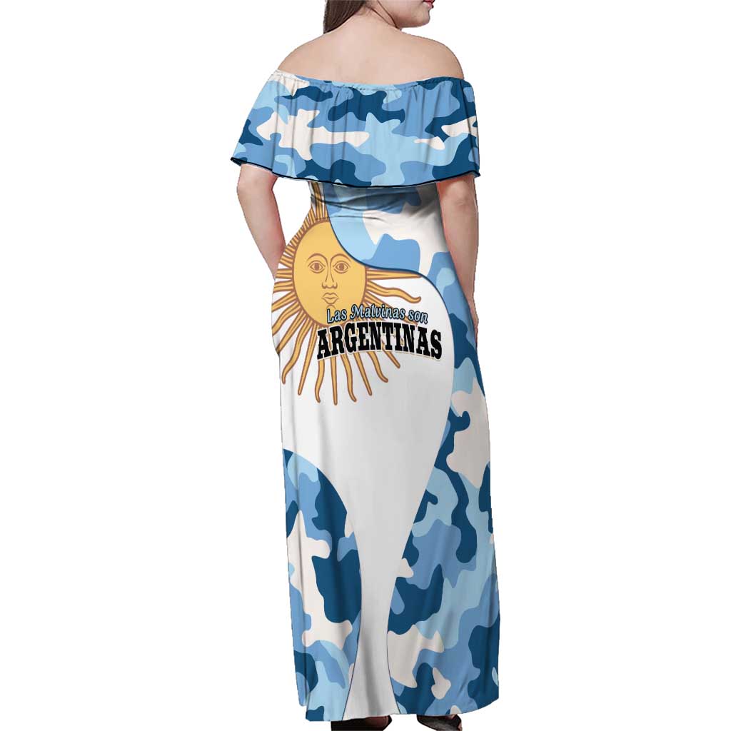 Argentina Malvinas Day Family Matching Off Shoulder Maxi Dress and Hawaiian Shirt Las Malvinas Son Argentinas