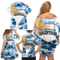 Argentina Malvinas Day Family Matching Off Shoulder Short Dress and Hawaiian Shirt Las Malvinas Son Argentinas
