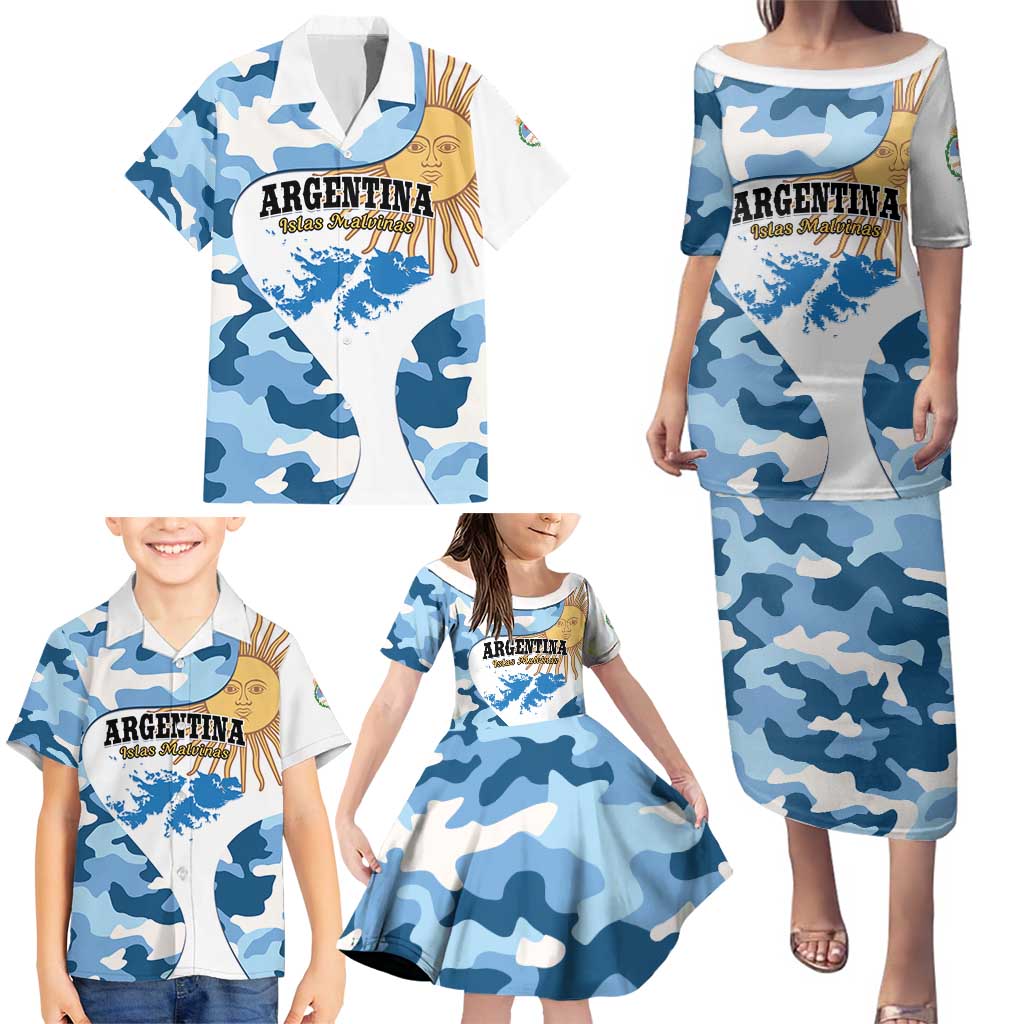 Argentina Malvinas Day Family Matching Puletasi and Hawaiian Shirt Las Malvinas Son Argentinas