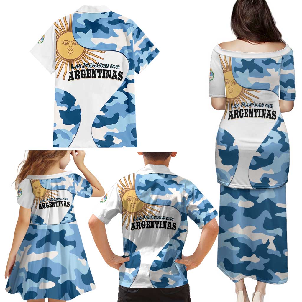 Argentina Malvinas Day Family Matching Puletasi and Hawaiian Shirt Las Malvinas Son Argentinas