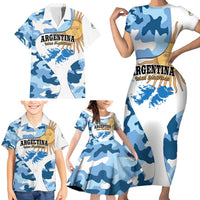 Argentina Malvinas Day Family Matching Short Sleeve Bodycon Dress and Hawaiian Shirt Las Malvinas Son Argentinas
