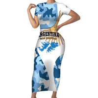 Argentina Malvinas Day Family Matching Short Sleeve Bodycon Dress and Hawaiian Shirt Las Malvinas Son Argentinas