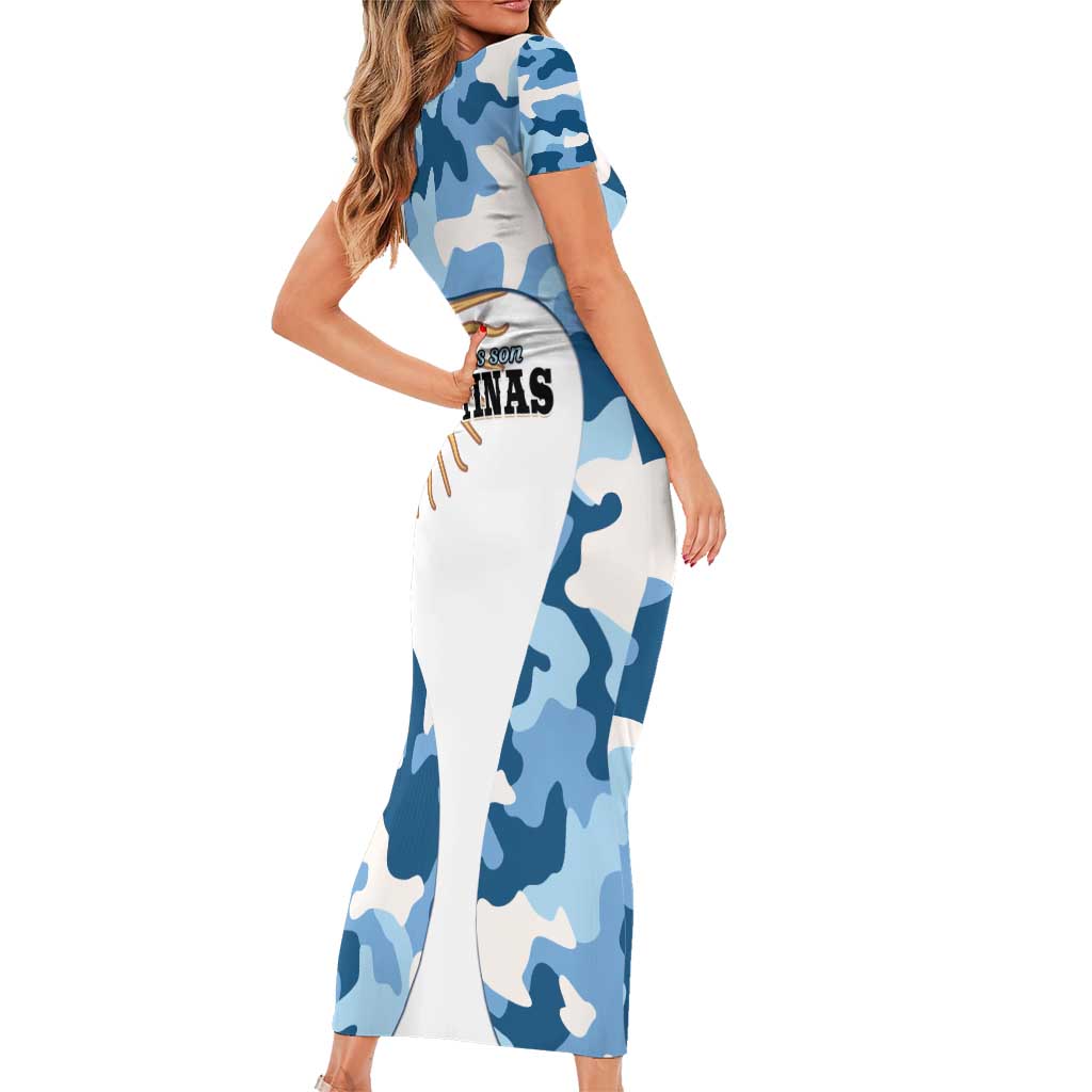 Argentina Malvinas Day Family Matching Short Sleeve Bodycon Dress and Hawaiian Shirt Las Malvinas Son Argentinas