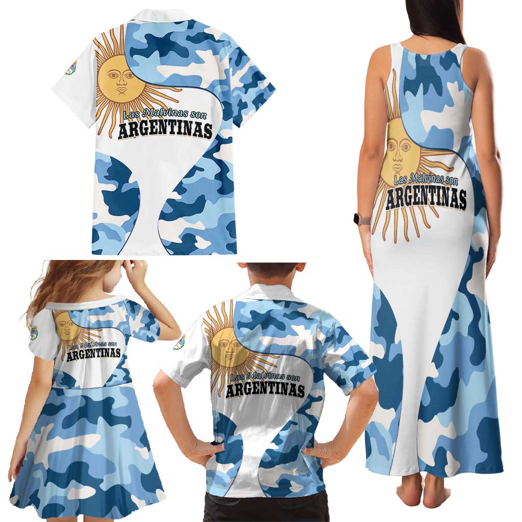 Argentina Malvinas Day Family Matching Tank Maxi Dress and Hawaiian Shirt Las Malvinas Son Argentinas