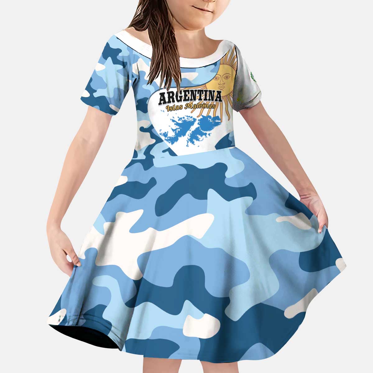Argentina Malvinas Day Kid Short Sleeve Dress Las Malvinas Son Argentinas