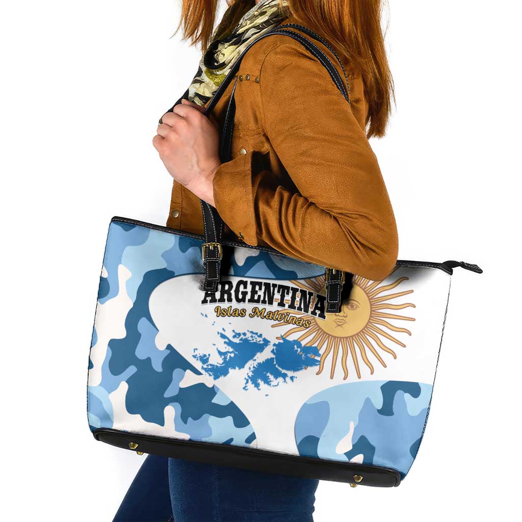 Argentina Malvinas Day Leather Tote Bag Las Malvinas Son Argentinas