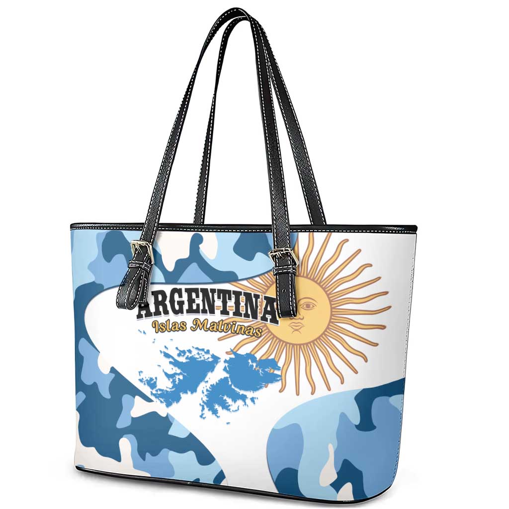 Argentina Malvinas Day Leather Tote Bag Las Malvinas Son Argentinas