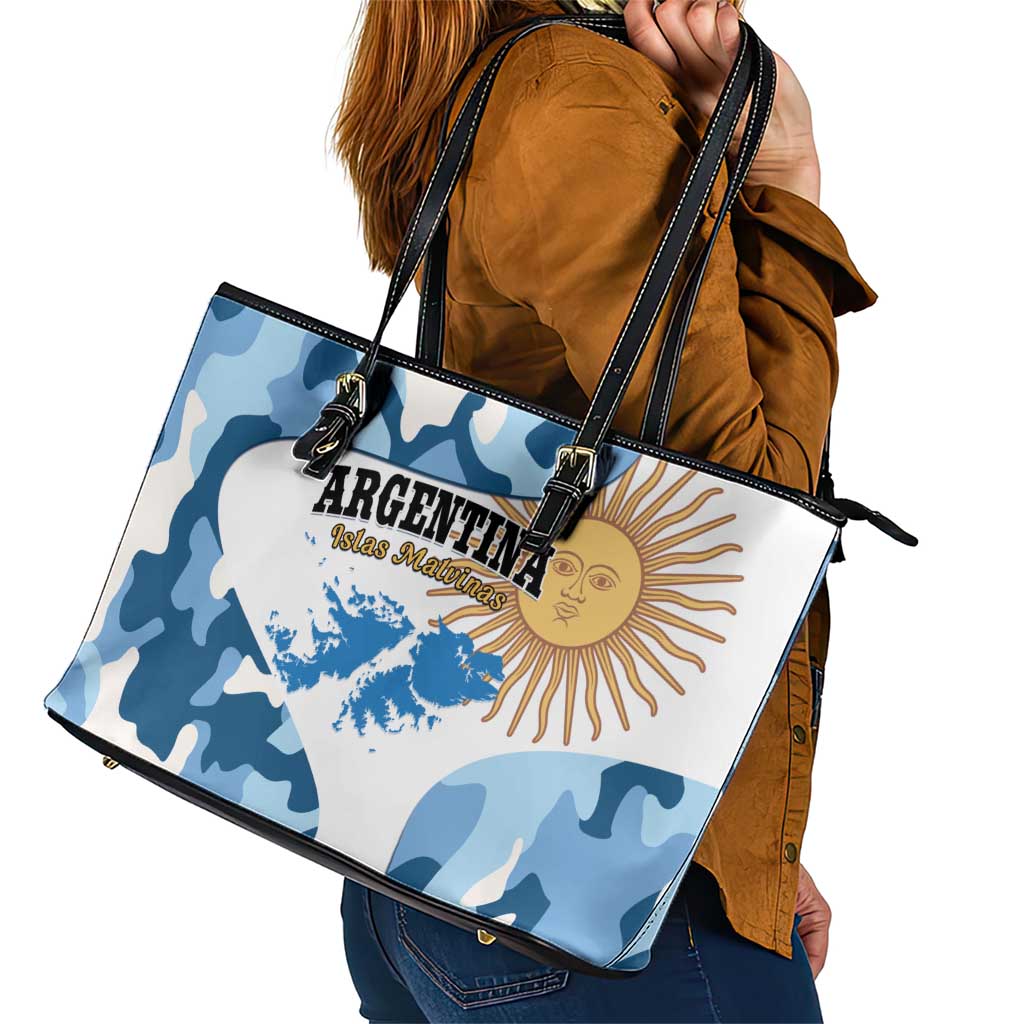 Argentina Malvinas Day Leather Tote Bag Las Malvinas Son Argentinas