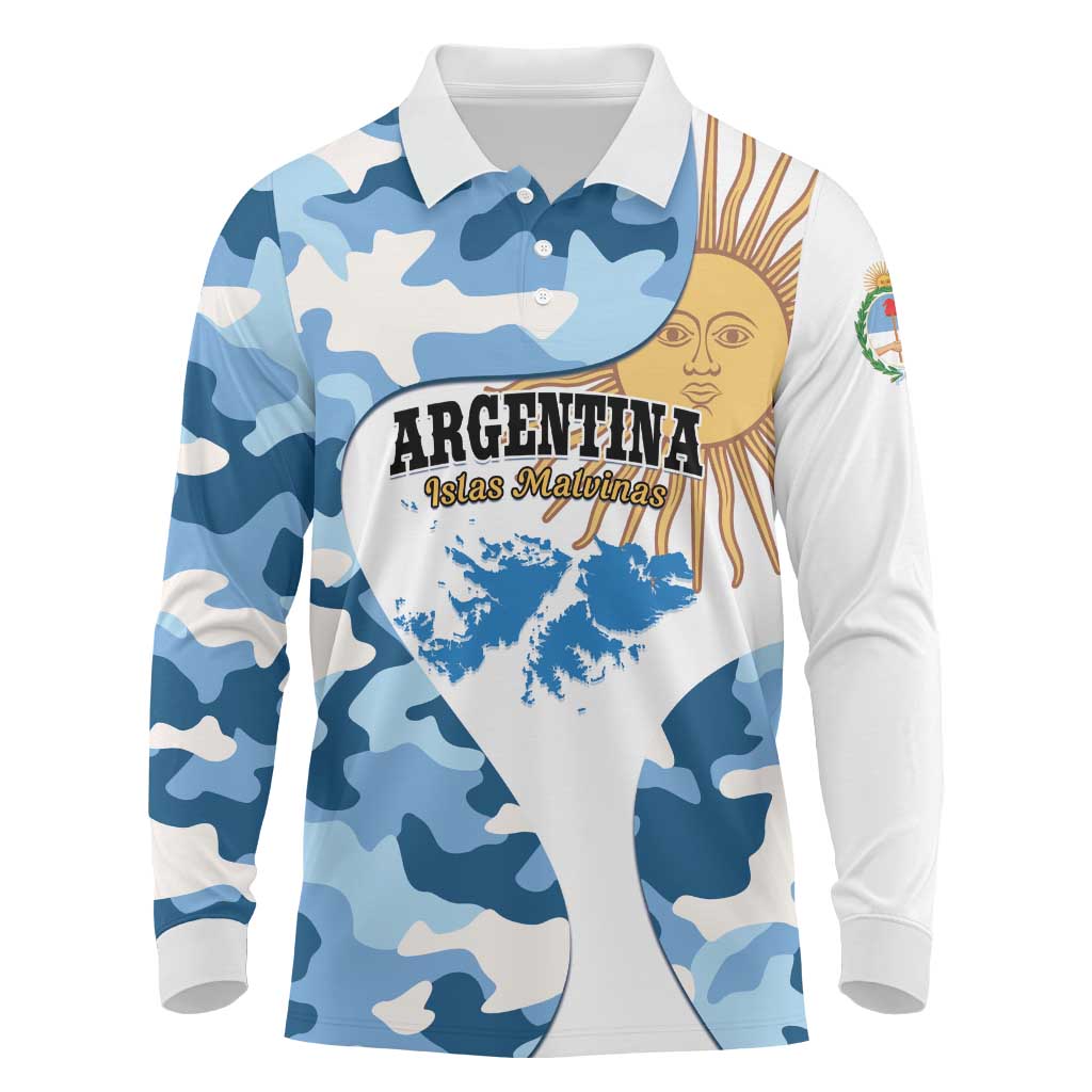 Argentina Malvinas Day Long Sleeve Polo Shirt Las Malvinas Son Argentinas