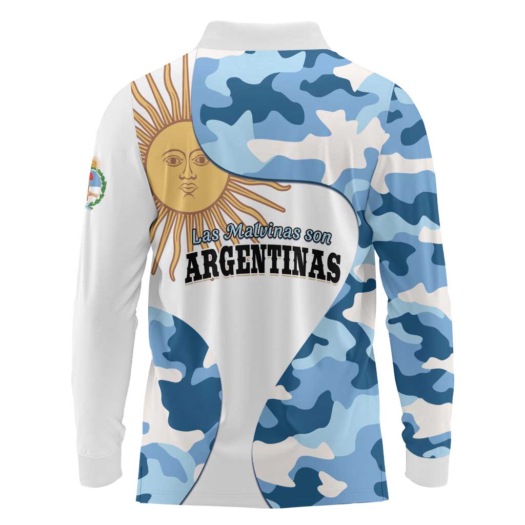 Argentina Malvinas Day Long Sleeve Polo Shirt Las Malvinas Son Argentinas