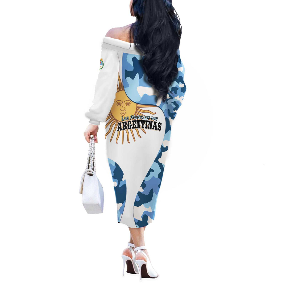 Argentina Malvinas Day Off The Shoulder Long Sleeve Dress Las Malvinas Son Argentinas