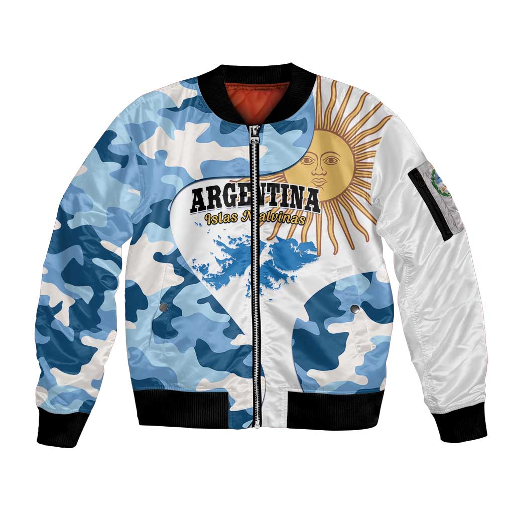 Argentina Malvinas Day Sleeve Zip Bomber Jacket Las Malvinas Son Argentinas